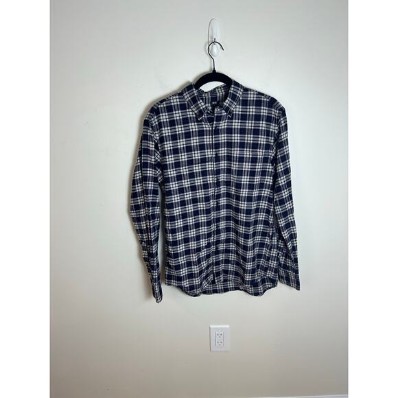 Uniqlo Men's Flannel Checked Long Sleeve Shirt Size Small Blue Plaid - Picture 4 of 8